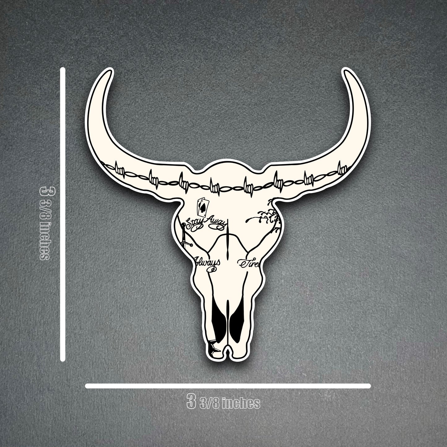 Tatted Bull Skull Sticker